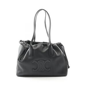 Celine CABAS Drawstring Cuir Triomphe Tote Bag Leather Black
